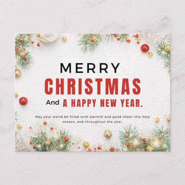 Frohe Weihnachten und glückliches Neues Jahr Postkarte (Vorderseite)