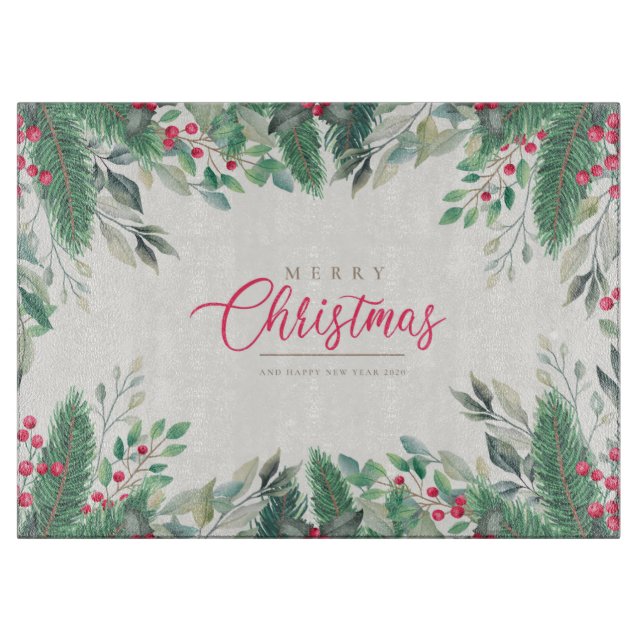 Frohe Weihnachten und glückliches Neues Jahr Schneidebrett (Vorderseite)