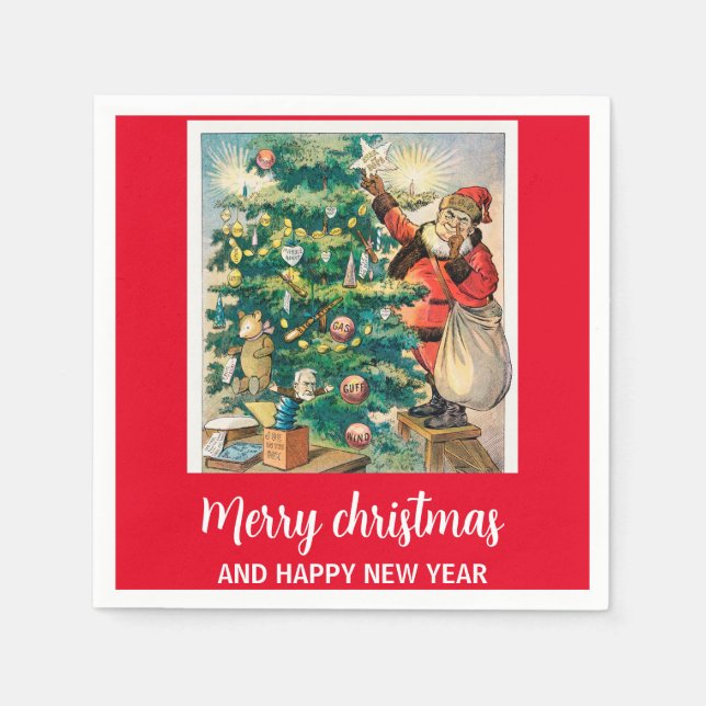 Frohe Weihnachten und glückliches neues Jahr Serviette (Vorderseite)