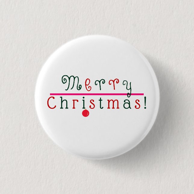 Frohe Weihnachten und hangende Ornamente Button (Vorderseite)