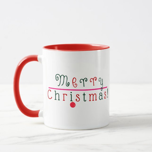 Frohe Weihnachten und hangende Ornamente Tasse (Links)