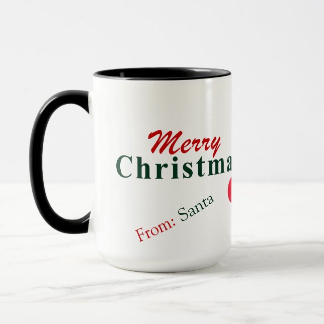 Frohe Weihnachten und hangende Ornamente Weihnacht Tasse (Links)