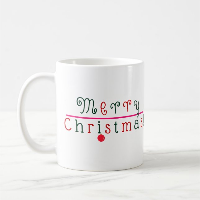 Frohe Weihnachten und hanging Ornament, Jolly Fun Kaffeetasse (Links)