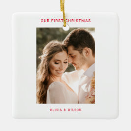 Frohe Weihnachten und Hochzeitsfoto Keramikornament