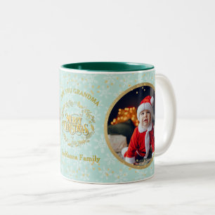 Frohe Weihnachten und ich liebe dich Oma Zwei Fo Zweifarbige Tasse