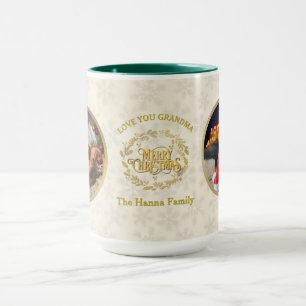 Frohe Weihnachten und Liebe Sie Oma Zwei Fotos Tasse