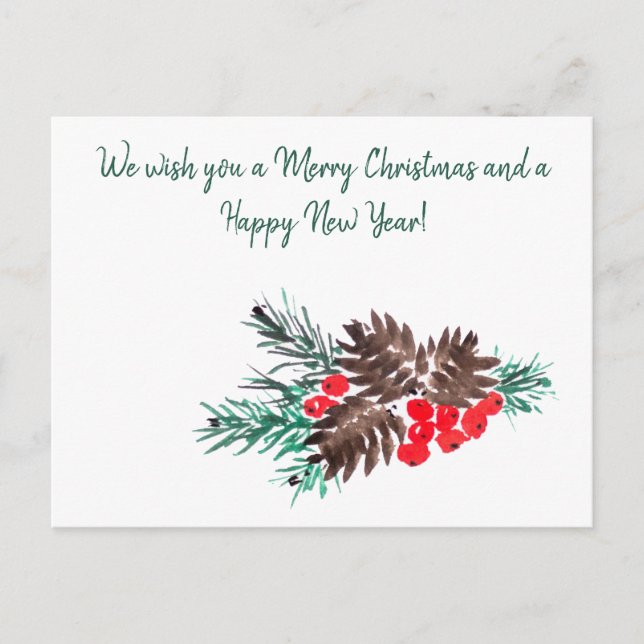 Frohe Weihnachten und Neues Jahr 2 personalisiert Postkarte (Vorderseite)