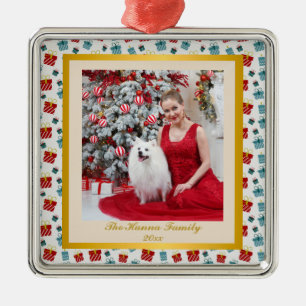 Frohe Weihnachten und Neujahr-Geschenk Hintergrund Ornament Aus Metall