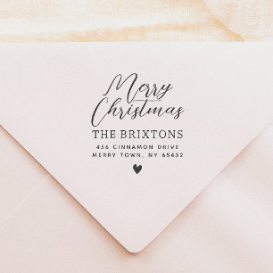 Frohe Weihnachten und Niedliches Herz Rücksendeadr Gummistempel