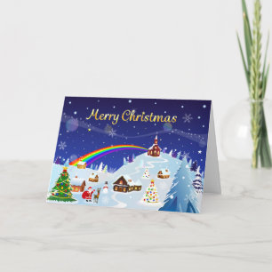 Frohe Weihnachten und Regenbogen Santa Karte