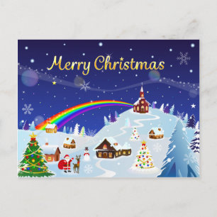 Frohe Weihnachten und Regenbogen Santa Postkarte