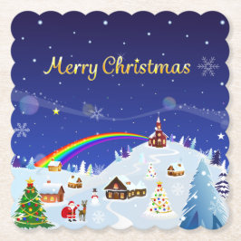 Frohe Weihnachten und Regenbogen Santa Untersetzer