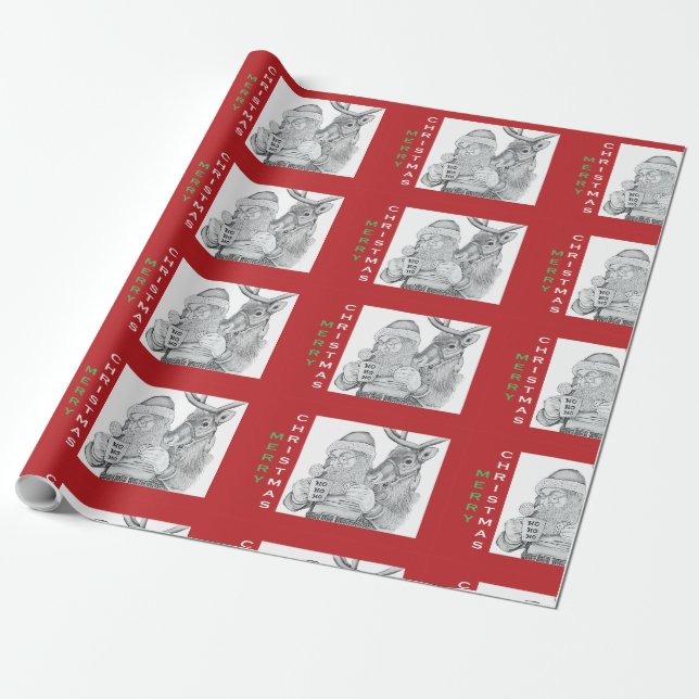 Frohe Weihnachten und Reindeer Geschenkpapier (Ungerollt)