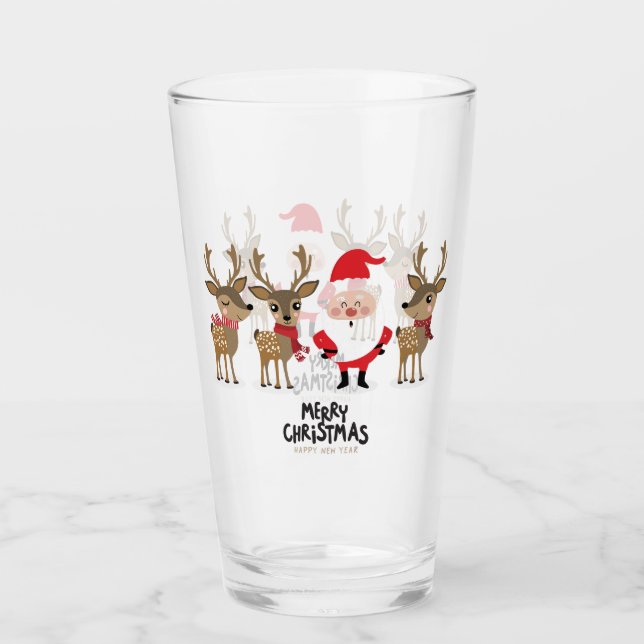Frohe Weihnachten und Reindeer Glas (Vorderseite)