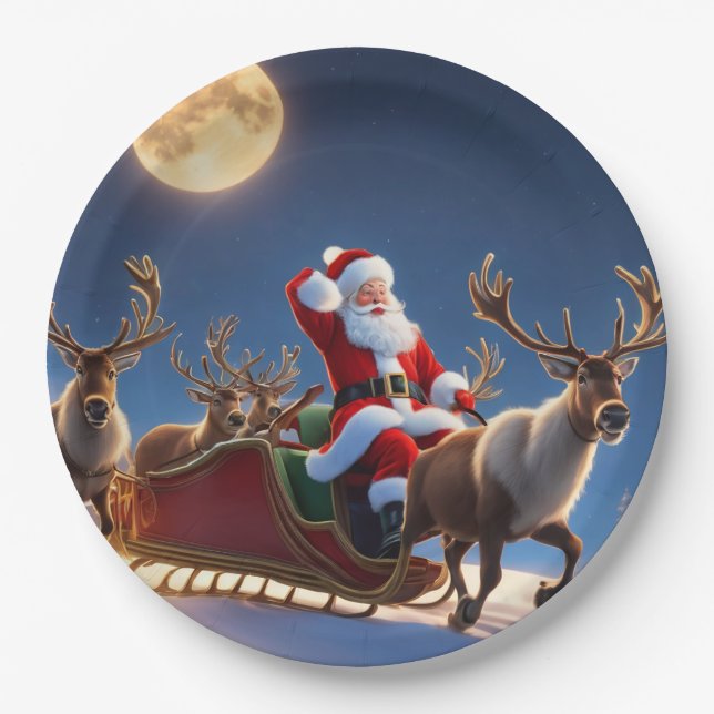 Frohe Weihnachten und Reindeer Pappteller (Vorderseite)