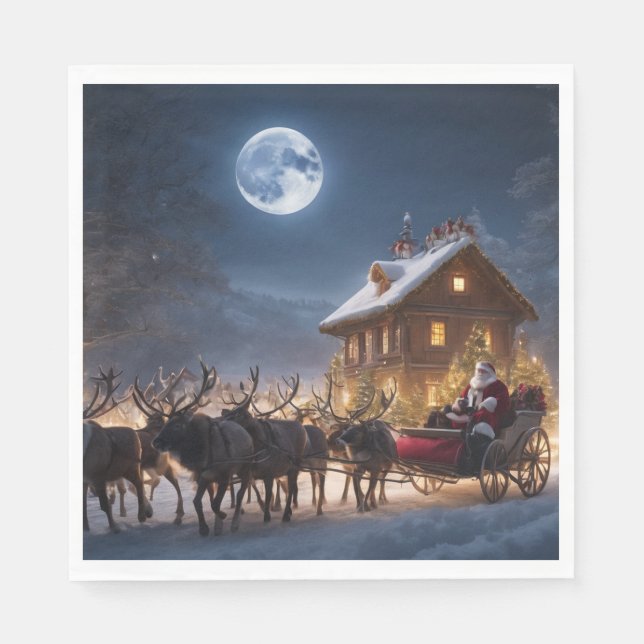 Frohe Weihnachten und Reindeer Serviette (Vorderseite)