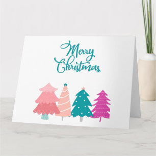 Frohe Weihnachten und rosa Weihnachtsbäume Karte
