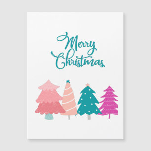 Frohe Weihnachten und rosa Weihnachtsbäume Magnetkarte