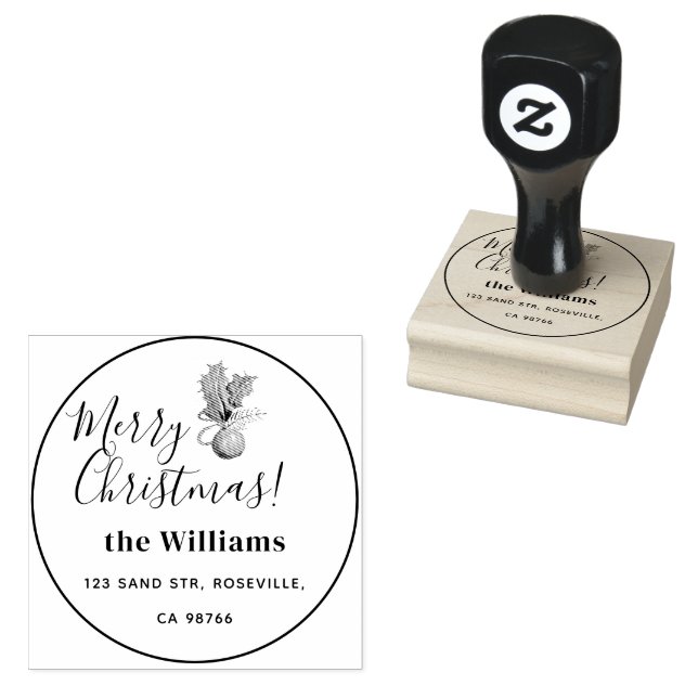 Frohe Weihnachten und schmale Bälle Gummistempel (Stempel)