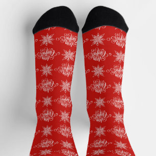 Frohe Weihnachten und Schneeflocken Socken