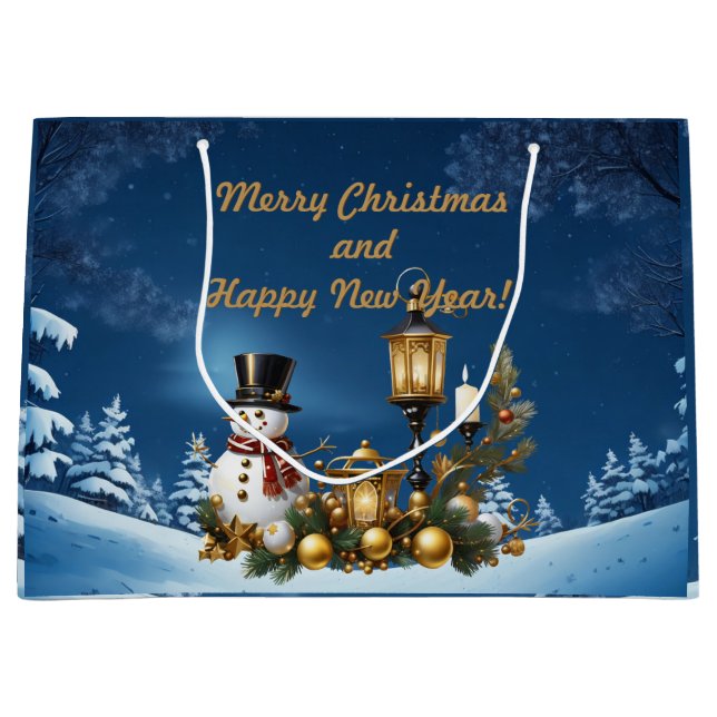 Frohe Weihnachten und viel Glück ins neue Jahr! Große Geschenktüte (Vorderseite)