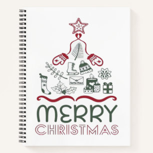Frohe Weihnachten und Weihnachtsbaum Klassiker Notizbuch