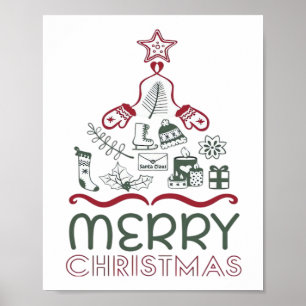 Frohe Weihnachten und Weihnachtsbaum Klassiker Poster