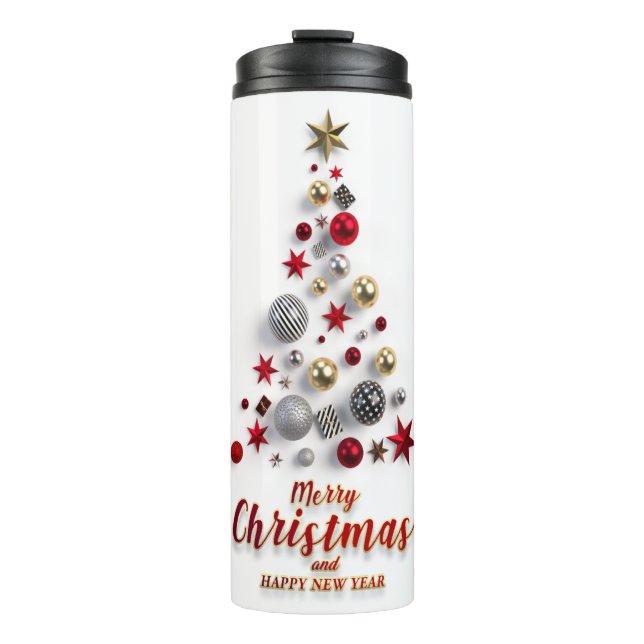 Frohe Weihnachten und Wintersaison Thermosbecher (Vorderseite)
