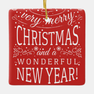 Frohe Weihnachten und wunderbares Foto Monogramm Keramikornament