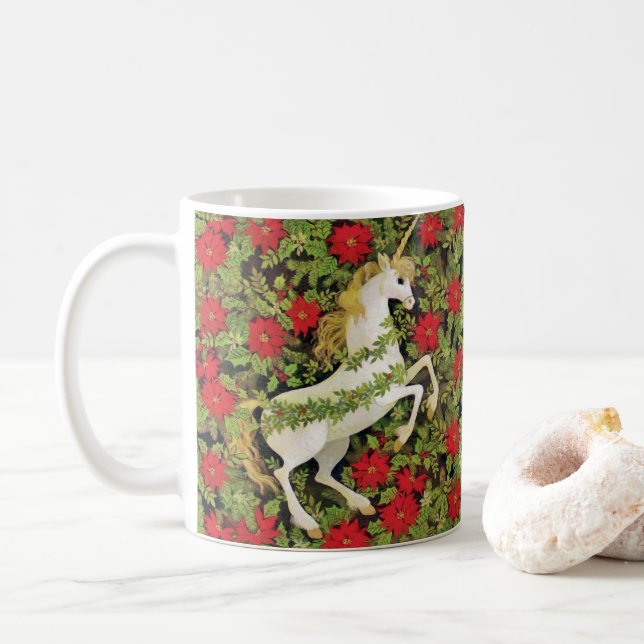 Frohe Weihnachten Unicorn Kaffeetasse (Mit Donut)