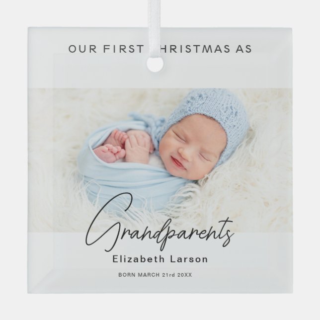 Frohe Weihnachten Unser erstes Niedliches Baby als Ornament Aus Glas (Vorderseite)