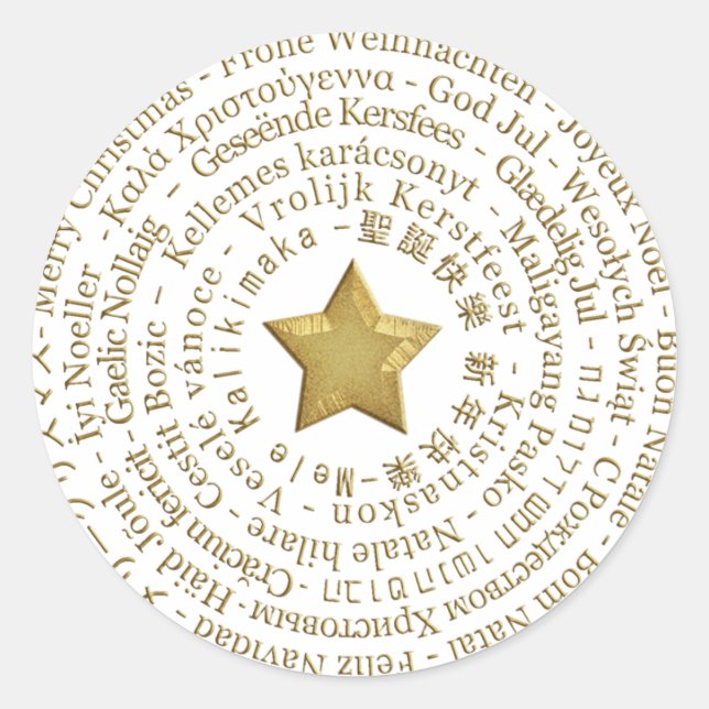 Frohe Weihnachten Unterschiedliche Sprachen Aufkle Runder Aufkleber (Vorderseite)