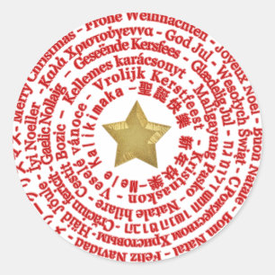 Frohe Weihnachten Unterschiedliche Sprachen Aufkle Runder Aufkleber