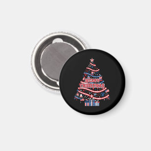 Frohe Weihnachten USA-Flagge Patriotischer Xmas-Ba Magnet