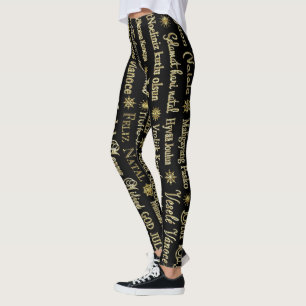 Frohe Weihnachten Verschiedene Sprachen Gold Glitz Leggings