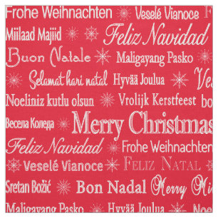 Frohe Weihnachten verschiedene Sprachen rote Vorla Stoff
