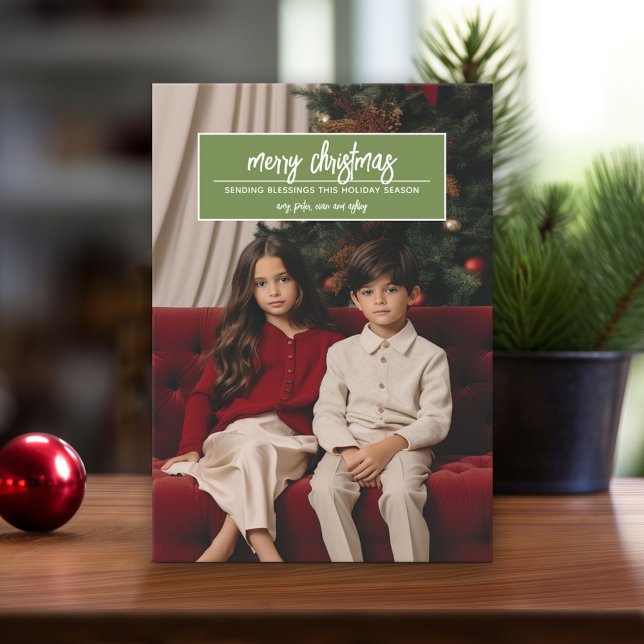 Frohe Weihnachten - Vertikales Foto Gruß oben (Modern Christmas Card with Photos)