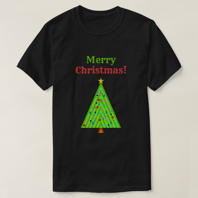 "Frohe Weihnachten!" + Verzierter Weihnachtsbaum T-Shirt (Design vorne)