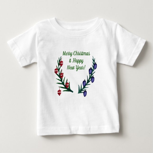 Frohe Weihnachten, viel Glück im neuen Jahr Baby T-shirt (Vorderseite)