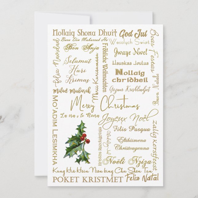 Frohe Weihnachten Viele Sprachen Gold Typografie (Vorderseite)