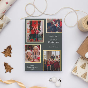 Frohe Weihnachten Vier Fotos Klassische Streifen g Folien Feiertagskarte