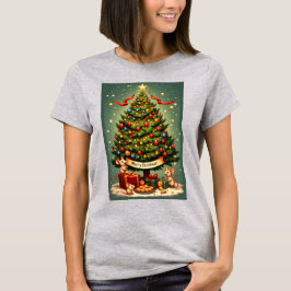 Frohe Weihnachten viktorianischer Baum drei süße M T-Shirt
