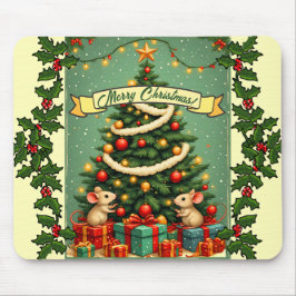 Frohe Weihnachten viktorianischer Baum Rot Grün St Mousepad