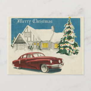 Frohe Weihnachten Vintag Automobil Postkarte