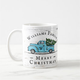 Frohe Weihnachten Vintag Blue Truck Bauernhof Tass Kaffeetasse