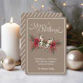 Frohe Weihnachten Vintag Butterfly Poinsettia