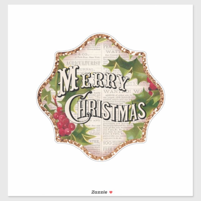 Frohe Weihnachten Vintag Custom-Cut Vinyl Sticker (Blatt)
