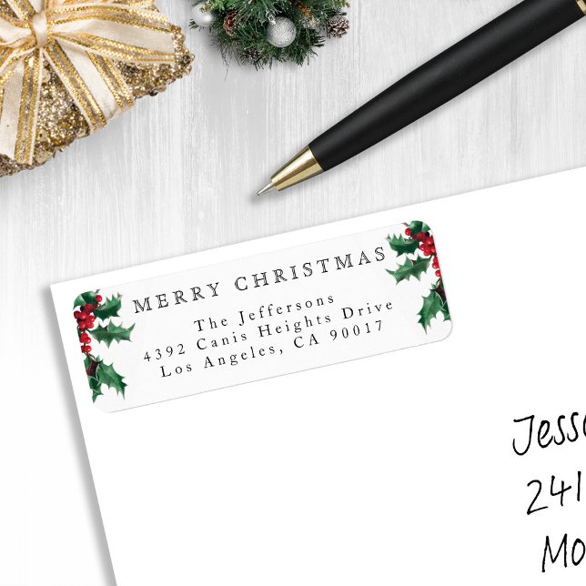 Frohe Weihnachten Vintag Holly Berries White (Merry Christmas Vintage Holly Berries White Label
)