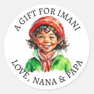 Frohe Weihnachten Vintag Little Elf Runder Aufkleber