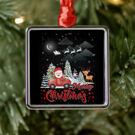 Frohe Weihnachten Vintag Red Santa Truck Geschenke Ornament Aus Metall
